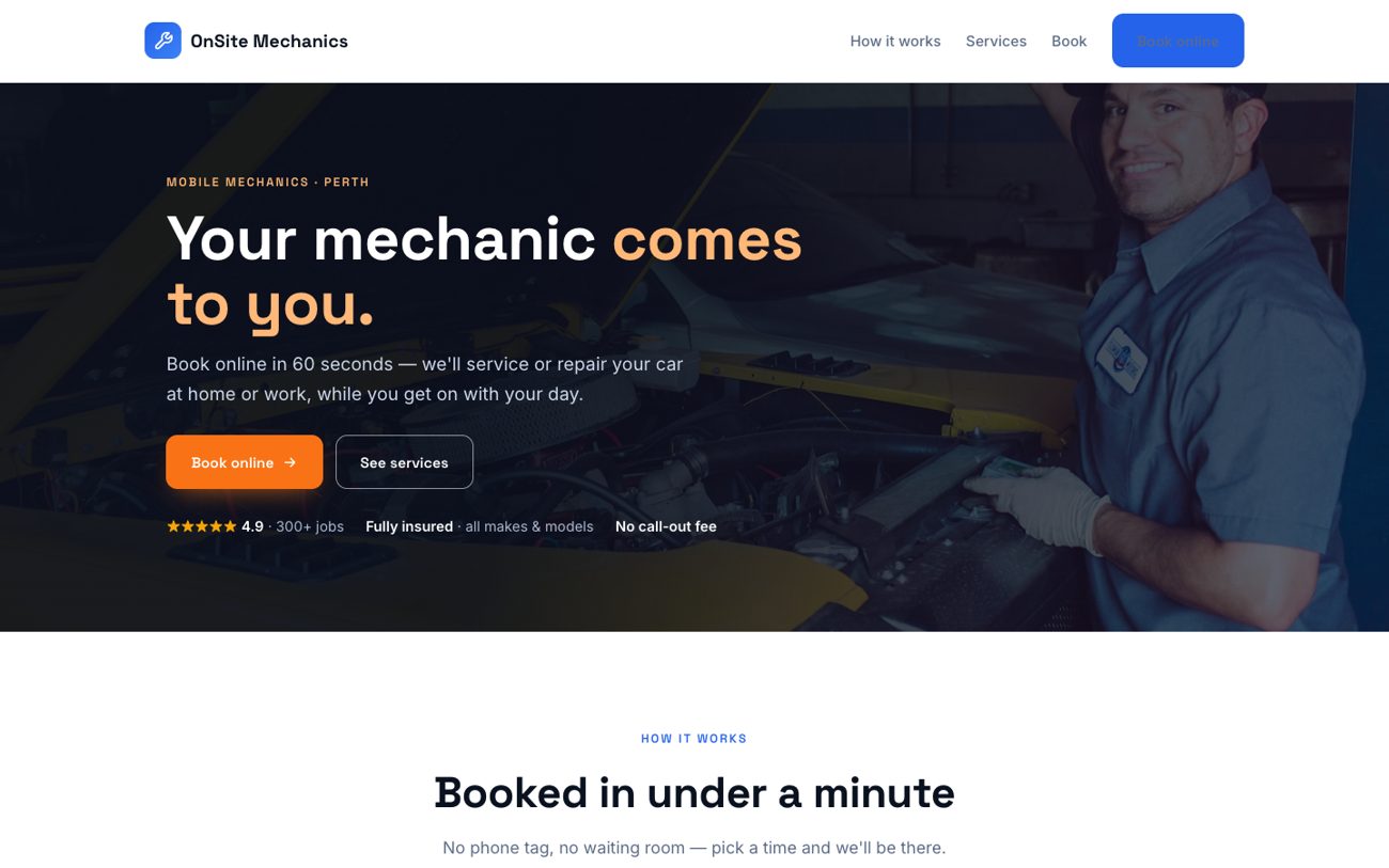 OnSite Mechanics — Mobile mechanic website by Norrvela