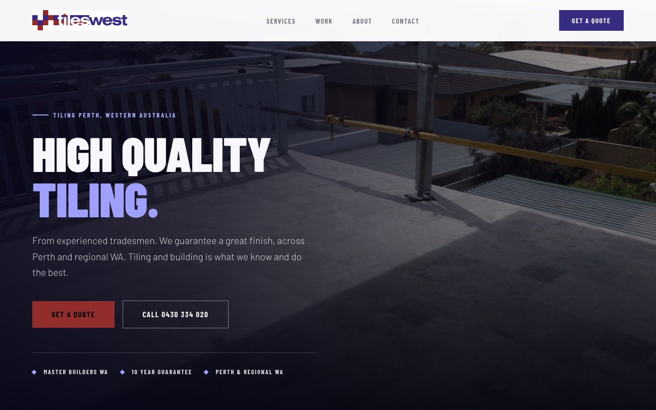 Tiles West — Tiling contractor website by Norrvela